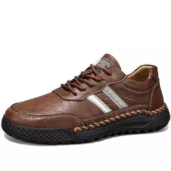 38-46 Мужские повседневные туфли из натуральной кожи в стиле ретро, зимние и бархатные ботильоны, мужские ботинки на весну/осень 38 чёрный