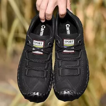 38-46Повседневные кожаные лоферы. Мужские мягкие и удобные туфли для вождения. Мужские туфли на плоской подошве. 38 чёрный