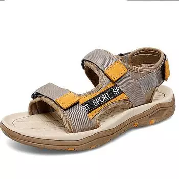 38-47 Летние мужские кожаные пляжные сандалии Сандалии Кожаные легкие спортивные сандалии 38 чёрный