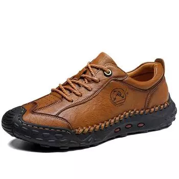 38-48 Мужская обувь для отдыха в стиле ретро, большой размер, кожа, резиновая подошва, ручная работа, мужская кожаная обувь для автомобиля 38 чёрный