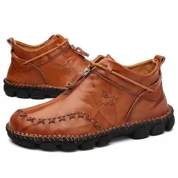 38-48 Мужская обувь из натуральной кожи. Повседневные ботинки. Оксфорды из натуральной кожи. Деловая кожаная обувь большого размера. 38 коричневый