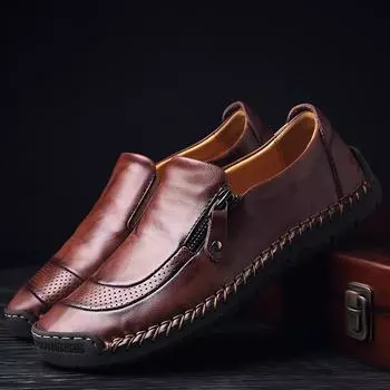 38-48 Мужские большие размеры, резиновая обувь для вождения автомобиля с ручной строчкой, мужская обувь 38 чёрный