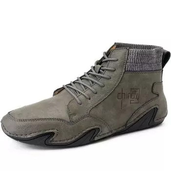 38-48 мужские ботинки мягкие и удобные британские модные повседневные мужские ботинки ручной работы сшитые для помощи в повседневных ботинках 38 чёрный