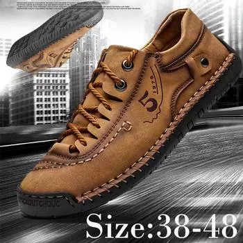 38-48 Мужские лоферы Мужская повседневная обувь больших размеров Мокасины ручной работы на плоской подошве для вождения автомобиля 38 чёрный