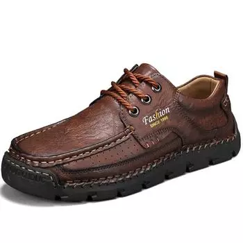 38-48 Мужские ретро-ботинки из натуральной кожи со шнуровкой, повседневные ботинки, мужские ботинки весна/осень 38 чёрный