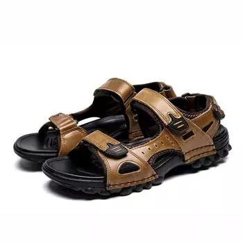 38-48 Новые летние мужские сандалии Luxus Outdoor из натуральной кожи на платформе для мальчиков Повседневная пляжная обувь Морские сандалии Бесплатная доставка 44 коричневый