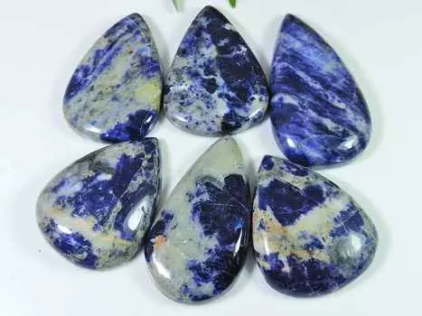 38-48MM натуральный содалит грушевидный кабошон драгоценный камень россыпью 6 шт. лот 370 карат. РК-3079