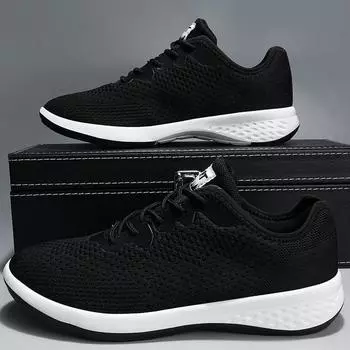 38-49 весенне-осенние мужские дышащие кроссовки Symnoma Net для бега большого размера с низкой освещенностью, повседневная спортивная обувь 38 чёрный