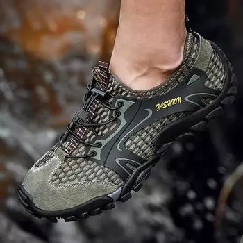 38–50 Мужская обувь большого размера, сетчатая обувь для дайвинга, пляжная обувь 38 чёрный