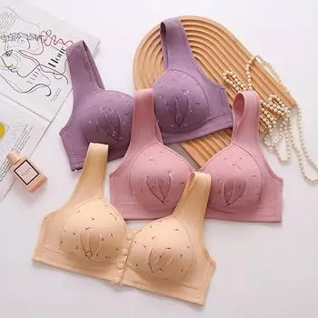 38-52 Бюстгальтер большого размера с пряжкой спереди без косточек Удобный бюстгальтер пуш-ап из двух частей 52/120