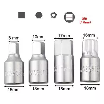 38 Drive Gearbox Screw Wrench Set for M16 H17 S8 S10 Auto Repairing Tools