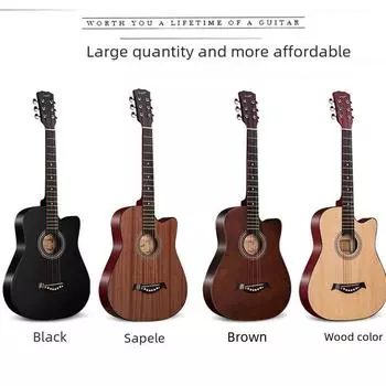 38-дюймовая деревянная гитара для начинающих: Народный инструмент для занятий для взрослых и студентов
