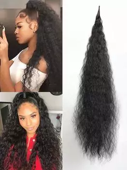 38-дюймовый синтетический конский хвост, гибкий, обернутый вокруг хвоста, длинный, волнистый, многослойный синтетический искусственный хвост, шиньон для женщин 38inch