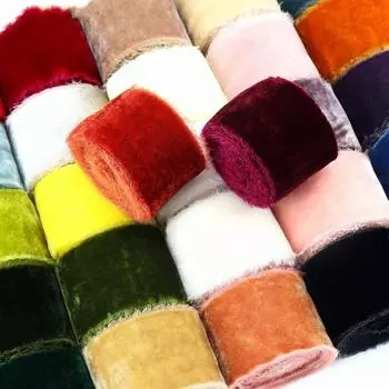 38 мм x 1 метр бархатная лента с бахромой по краю вставки тканевая отделка 38 мм свадебные приглашения букет подарочная упаковка украшение Flatlay 38mm