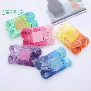 38 шт. эластичные резинки для волос градиентного цвета — женские простые бесшовные мягкие ленты, держатель для хвоста, аксессуары для головного убора синий