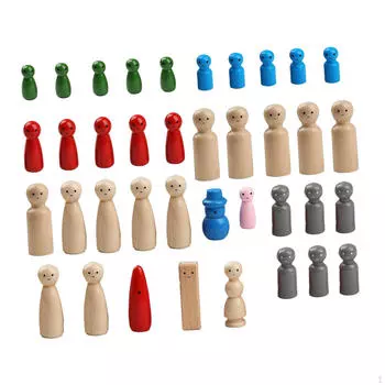38 шт. Деревянные куклы-прищепки, фигурки для раскрашивания, детские украшения, деревянные люди
