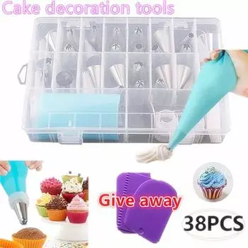 38 шт./компл., кондитерский мешок для крема, украшение торта, набор насадок для глазури, трубчатая форма из нержавеющей стали, кремнезем Set C
