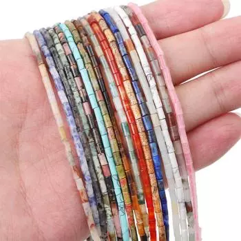 38 см мини-трубка из натурального камня в форме агата, кварца, аметиста, бусины для изготовления модных ювелирных изделий своими руками Lapis Lazuli