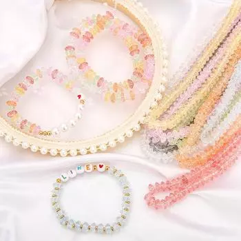 38 см/нить 6/8 мм хрустящие стеклянные бусины в форме тарелки для изготовления аксессуаров для ювелирных изделий 6x2.5mm 145pcs коричневый