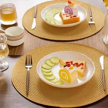 38 см полипропиленовые коврики под приборы в скандинавском стиле, однотонные круглые тканые коврики, коврик для еды в западном стиле, теплоизоляционные коврики для обеденного стола 38cm красный