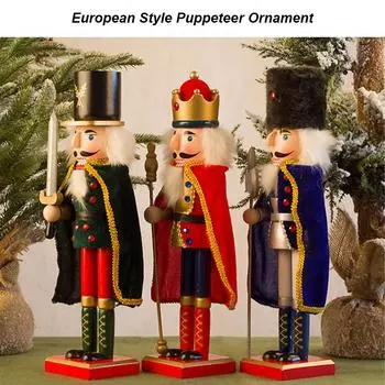 38 см Щелкунчик Миниатюры Креативный мультфильм Щелкунчик Кукольные украшения Настольные украшения Мультфильмы Оркестр солдатиков из грецких орехов красный
