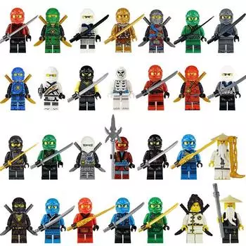 38 стилей мини-фигурки ниндзя, строительные блоки, куклы ниндзя с фигурками оружия, кирпичи, игрушки для детей