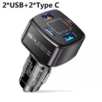 38 Вт PD Автомобильное зарядное устройство для быстрой зарядки USB + Type C QC3.0 Разъем для адаптера прикуривателя для быстрой зарядки белый