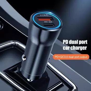 38 Вт PD QC 3.0 Flash автомобильное зарядное устройство быстрая зарядка USB C зарядка для Apple IPhone 12 13 14 15 Pro/Max/Plus быстрое автомобильное зарядное устройство чёрный