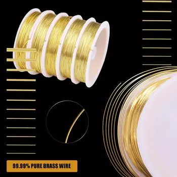 38AWG-18AWG латунная медная проволока 6/5/3 рулона гибкая металлическая скульптурная проволока для ювелирного дела, сантехнических и электрических соединений, механических компонентов, 38AWG/0.1mm-50m/1968.5inch