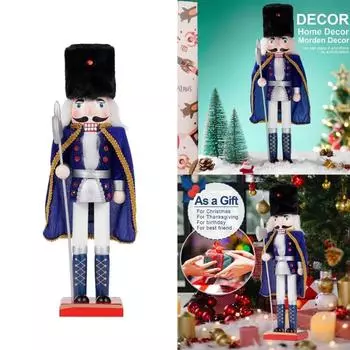 38cm Christmas Wood Soldier Ornaments for Holiday Desk Centerpiece Decorations Gift for Indoor Winter Fireplaces Figure