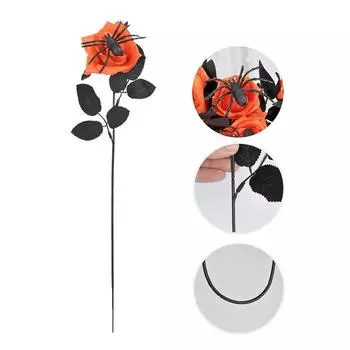 38cm Spider Rose Bouquet Gothic Fake Flower DIY Craft Halloween Artificial Rose Ghost Festival