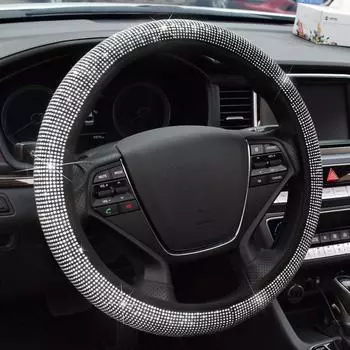 38см блестящий чехол на руль со стразами для женщин и девочек с кристаллами и бриллиантами, сверкающий автомобильный внедорожник, дышащие противоскользящие универсальные чехлы на руль красный