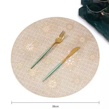 38x38 см круглый рождественский полый коврик в виде снежинки нескользящий теплоизоляционный коврик коврик для стола декор для рождественской вечеринки 38x38cm золотой