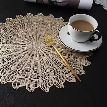 38x38cm Conch Hollow Placemat Restaurant Insulation Placemat Hotel Non-slip Mat Home Decoration 38x38cm золотой