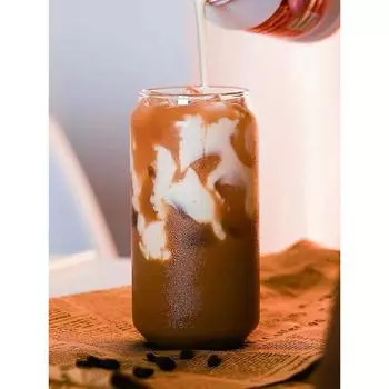 390 мл 13 унций 540 мл 18 унций Питьевая стеклянная кружка в форме пивной банки, термостойкий стакан со стеклянной трубочкой 301-400ml