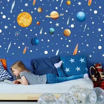397 шт./компл. светящиеся звезды точки планеты настенные наклейки для детской комнаты спальни украшения дома настенные светящиеся в темноте наклейки