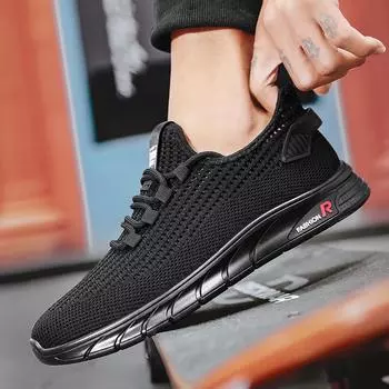 39-44 Мужская обувь, дышащая и универсальная летняя повседневная обувь, спортивная обувь 39 чёрный
