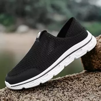 39-44 Мужская обувь, дышащая и универсальная летняя повседневная обувь, спортивная обувь 39 чёрный