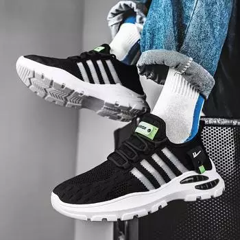 39-44 Мужская обувь, дышащая и универсальная летняя повседневная обувь, спортивная обувь 39 чёрный