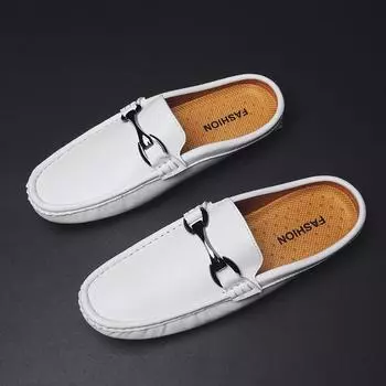 39-44 Мужские кожаные полутапочки Muller без шнуровки на плоской подошве 39 чёрный