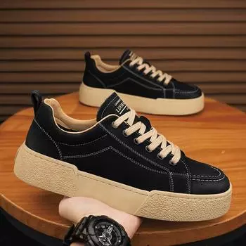 39-44 Новые осенне-зимние повседневные модные туфли с низким верхом в корейском стиле, кожаные туфли для студентов на платформе, мужские 39