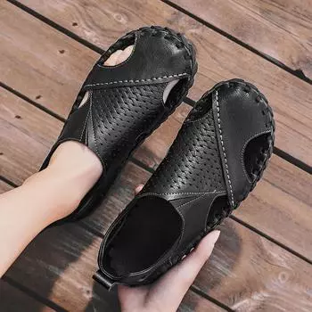 39-44 Summer New Men s Casual Fashion PU Breathable Sandals Trend Baotou Foot Sandals 39