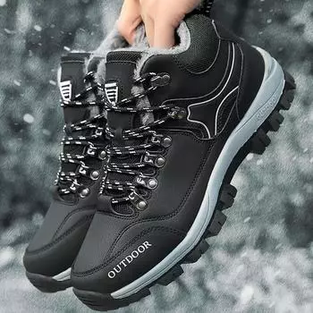 39-45 осенние/зимние мужские мужские большие размеры плюс уличные водонепроницаемые зимние ботинки для скалолазания 39 чёрный