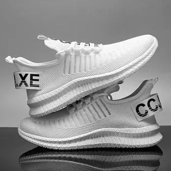 39-46 Мужская летняя дышащая нескользящая сетка большого размера с мягкой подошвой, сверхлегкая спортивная обувь 39 чёрный