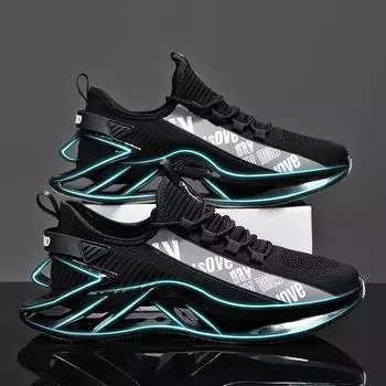 39-46 Мужская обувь больших размеров, легкая, дышащая, модная, плетеная, повседневная, модная спортивная обувь, кроссовки для бега 39 чёрный