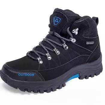 39-46 Мужские Большие Размеры Модные Кроссовки Для Похода На Открытом Воздухе С Высоким Верхом Нескользящие и Износостойкие Кроссовки Для Похода Спортивная и Отдыха Обувь 39 чёрный