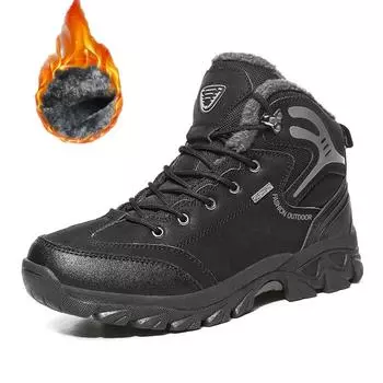 39-47 Men s Winter Plus Plus Size Fashionable and Plush Warm Outdoor Hiking Shoes Sports Shoes Cotton Shoes Snow Boots 39 чёрный