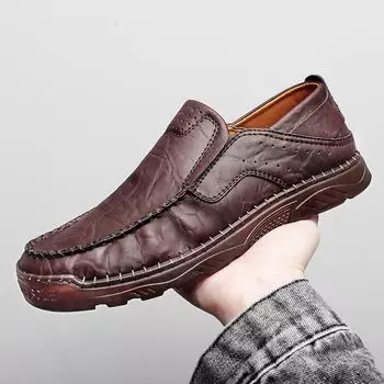 39-47 Мужская обувь большого размера из натуральной кожи, повседневная обувь ручной работы 39 чёрный