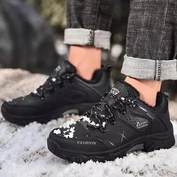 39-47 Водонепроницаемая противоскользящая износостойкая хлопковая обувь с низким верхом для активного отдыха на открытом воздухе Спортивная походная обувь Хлопковая обувь 39 чёрный