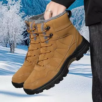 39-47 зимние мужские походные ботинки плюшевые кроссовки для активного отдыха повседневная обувь зимние ботинки 39 чёрный